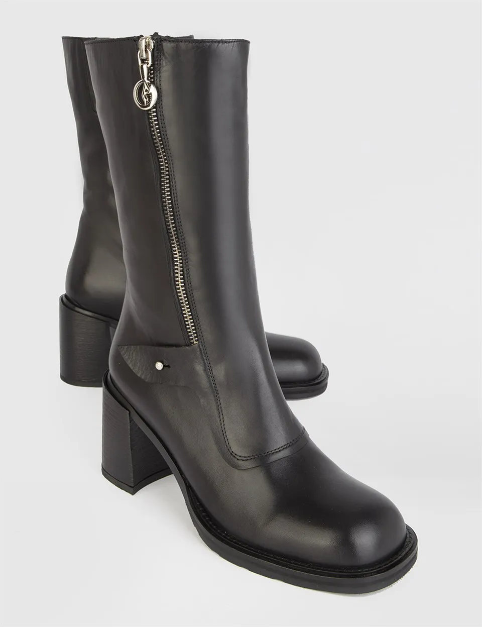 

ILVi-Genuine Leather Handmade Germain Black Leather Women's Heeled Boot Women Shoes 2021 Fall/Winter