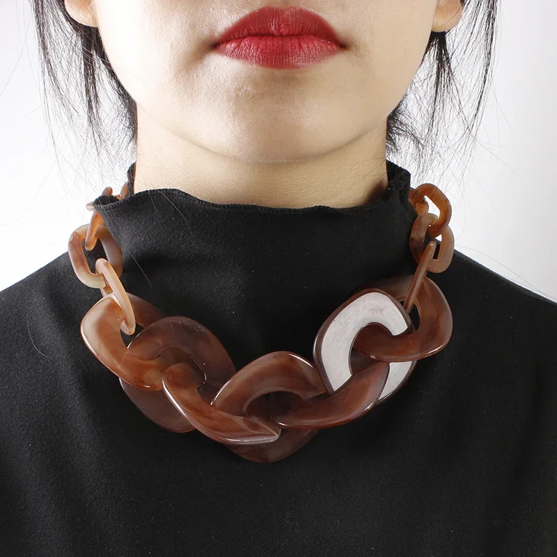 Новое богемное акриловое Большое Квадратное ожерелье с цепочкой для мужчин и