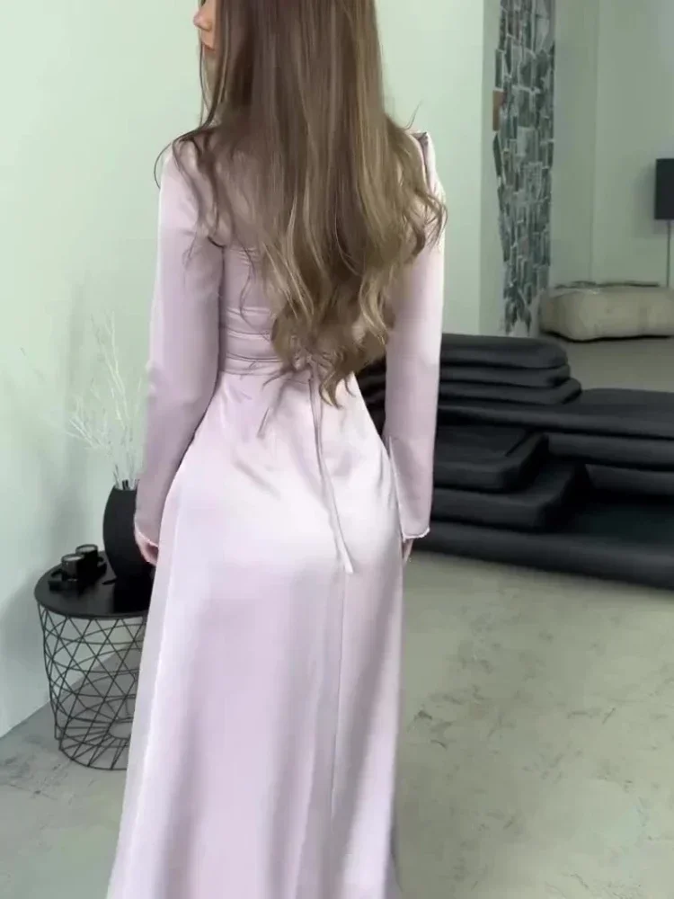 Frech Sweety женское платье атласное мерсеризованное фиолетовое однотонное с