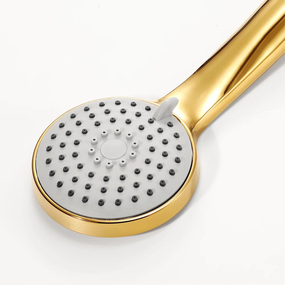 MBoenn Rose /Brushed/Polished Gold 4 Functions Rain Shower Systems Thermostatic Embedded LED Music Head Bathroom Diverter |