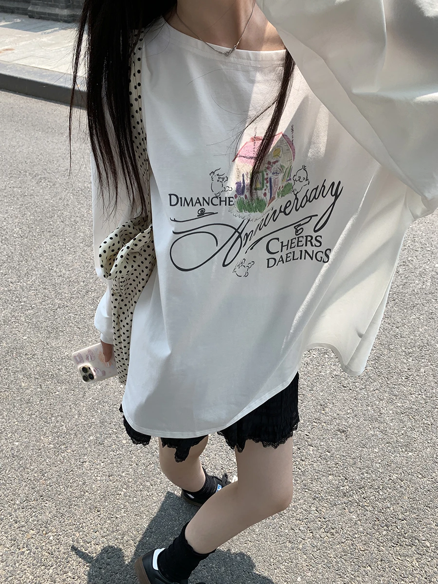 Xinhelp Домашняя футболка Pure Desire Idle Sle с открытыми плечами и длинными рукавами