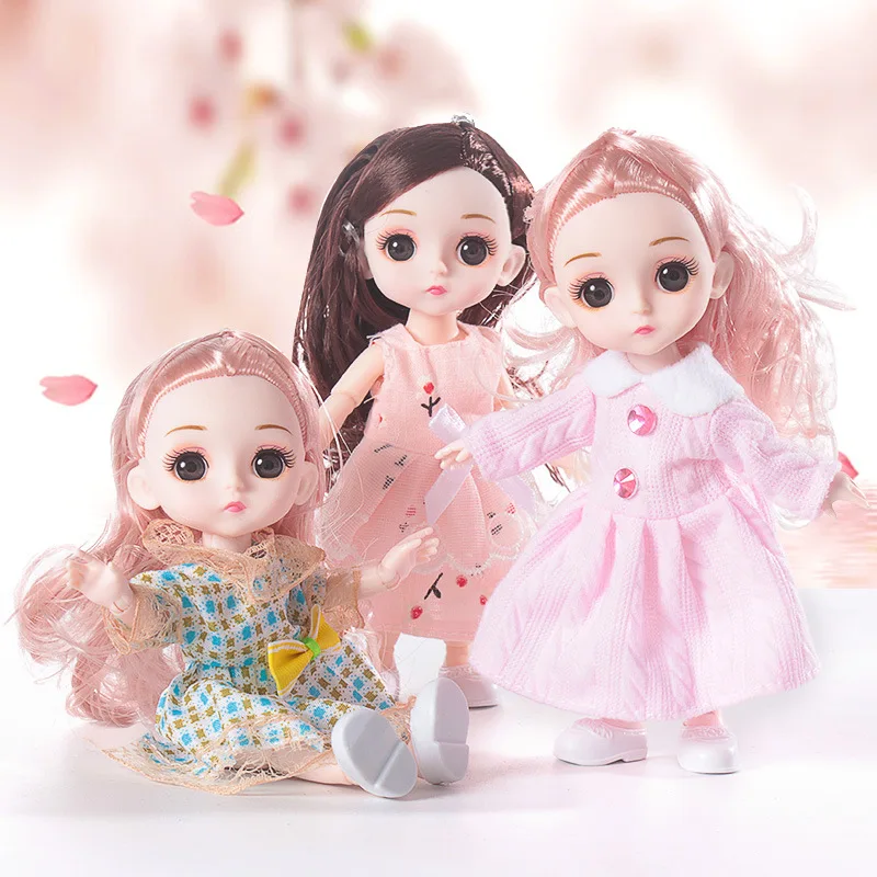 

BJD Mini 16cm Doll 13 Movable Joints 1/12 Multi-color Hair Princess Doll Clothes Can Dress Up Girls DIY Interactive Game Toys