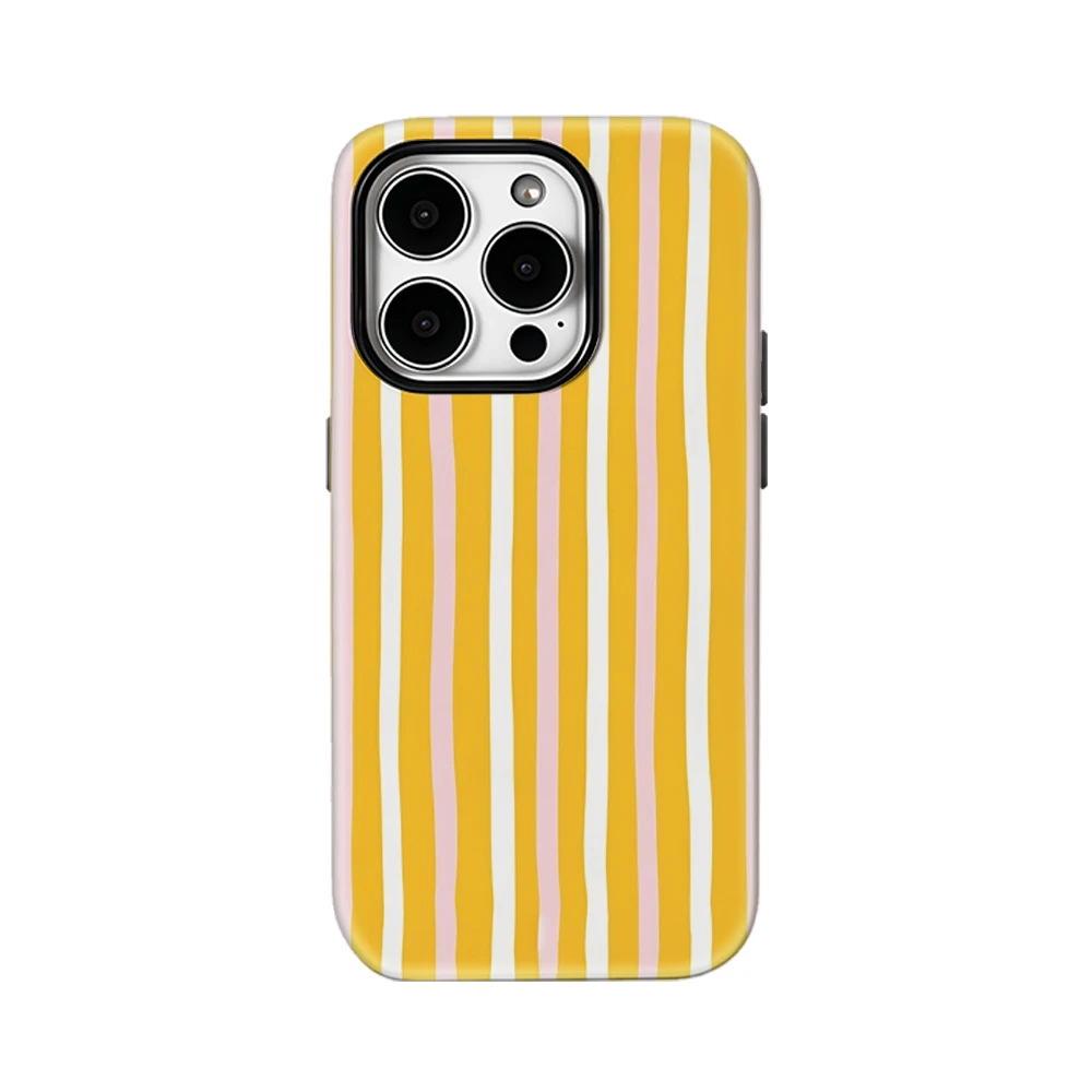 Фото Чехол для телефона iPhone 17, 16, 15, 14, 13, 12, 11 X XS XR 8 Air Pro Max Plus Роскошная двухслойная задняя крышка с желтым порошком и вертикальными полосками №1