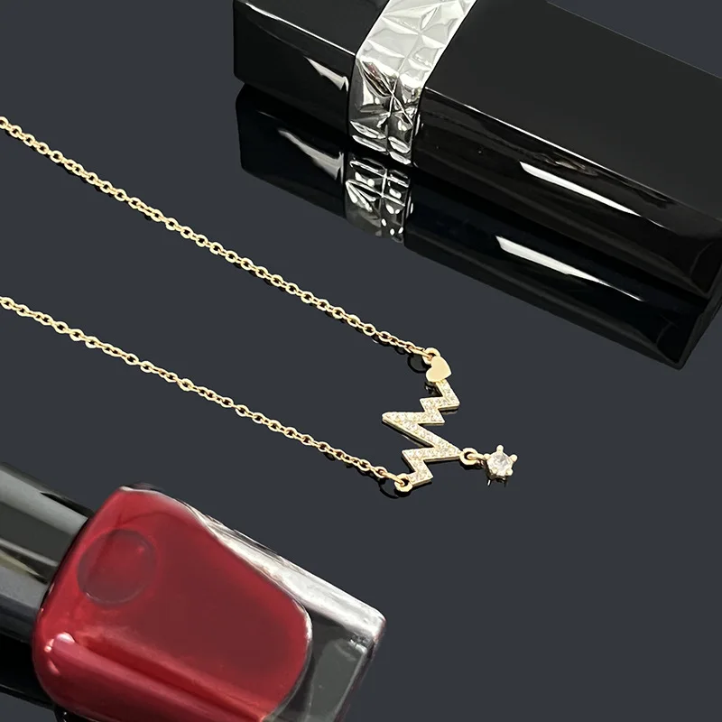 Женская цепочка с подвеской в виде ЭКГ из нержавеющей стали 316L |