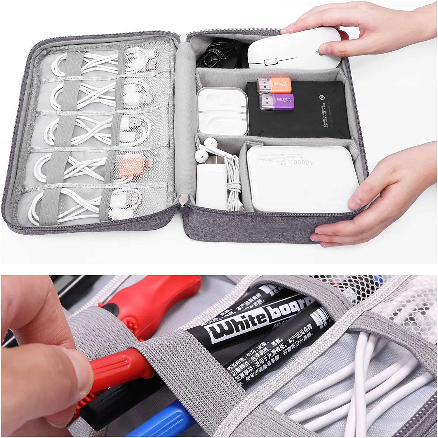 Portable Travel Cable Bag Portable Digital USB Gadget Electronics Organizer Charger Wires Cosmetic Zipper Storage Pouch kit Case