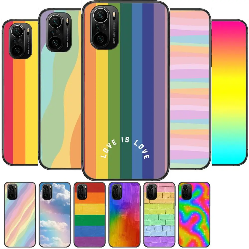 

Rainbow Phone Case For xiaomi redmi POCO F1 F2 F3 X3 Pro M3 9C 10T Lite NFC Black Cover Silicone Back Prett mi 10 ultra covers