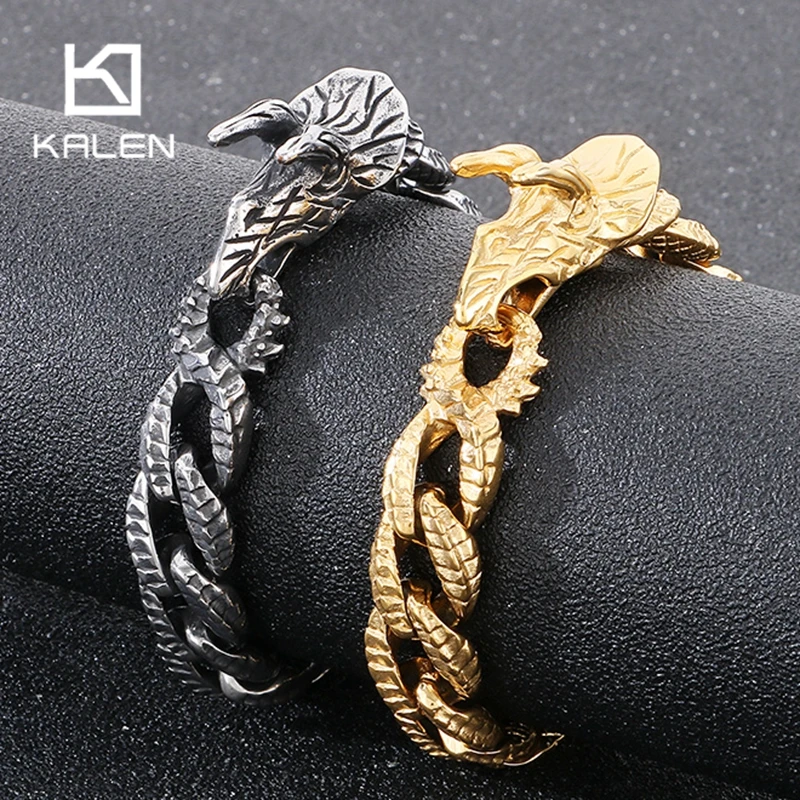 Мужской креативный браслет KALEN из нержавеющей стали 316L со звеньями в стиле панк и