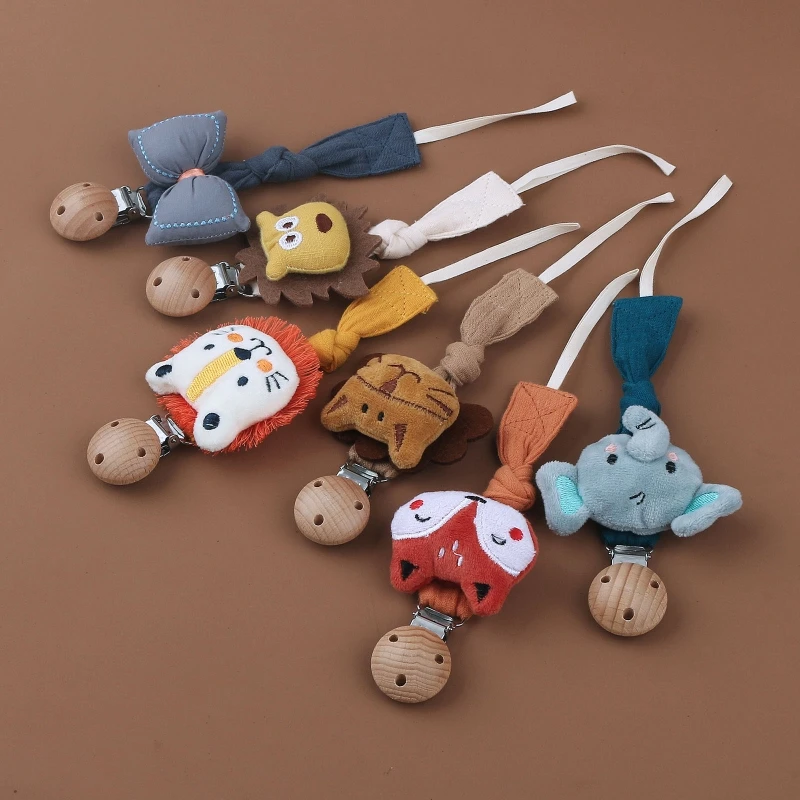 

1Pc Baby Dummy Pacifier Chain Clip Cotton Cloth Plush Dolls Animal Wood Rodent Nipples Holder Newborn Toys Teether Accessories