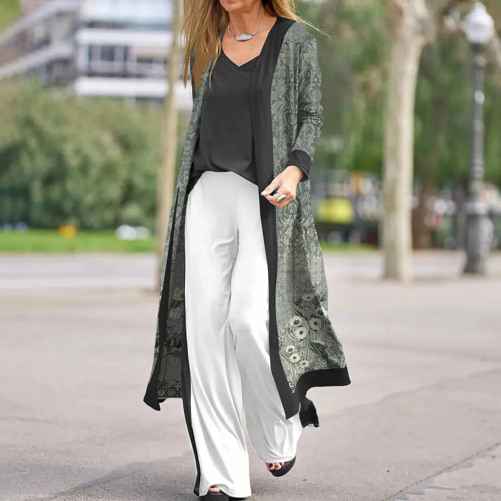 

Spring Fall Long Cardigan For Women Fashion Long Sleeve Retro Print Jacket Female Coat Ladies Shawl Outerwear Casual Clothing