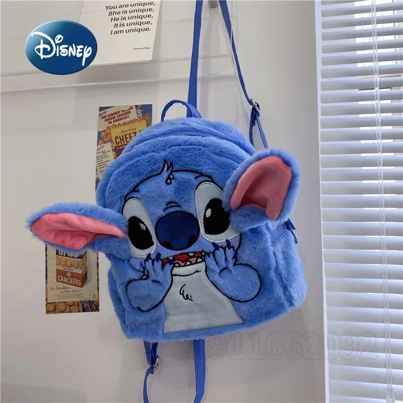Disney Stitch New Plush Backpack Cartoon Fashion 3D Mini Wom