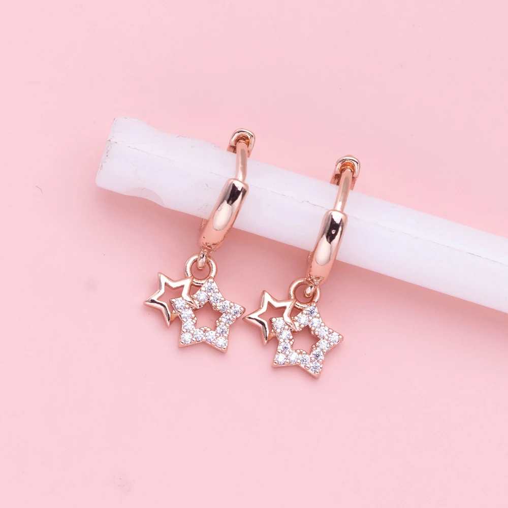 Новая мода модные латунные позолоченные циркониевые полые звезды дизайн CZ