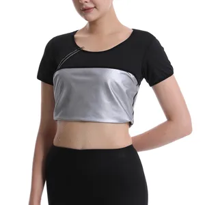 Sauna Suit Women Sweat Waist Trainer Vest Sweat Slimming Body Shaper T-Shirt Hot Waist Trainer Workout Shirt with Zipper Tops