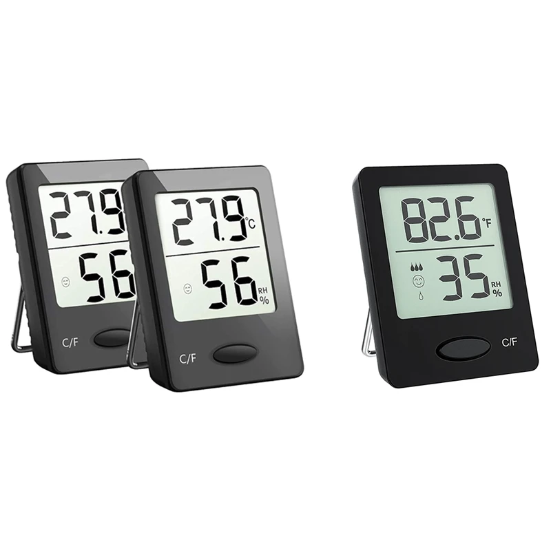 

New-Humidity Gauge, Room Thermometer Hygrometer, Mini Size Indoor Thermometer With Air Comfort Indicator, Black