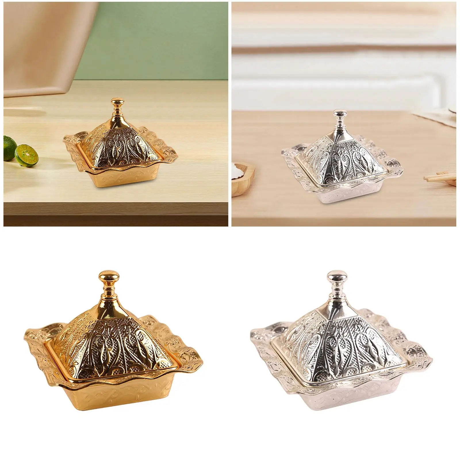 Декоративная миска для конфет с крышкой сервировочное блюдо из сплава банка