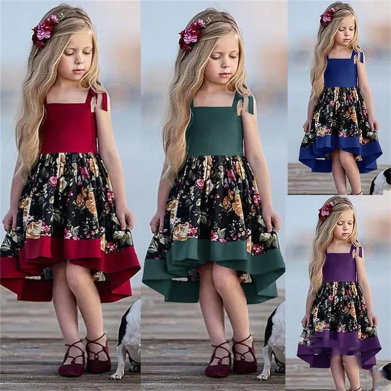 

Baby Girls Sleeveless Flower Print Dresses Clothes Kids Summer Princess Dress Children Party Ball Pageant Dress Outfit