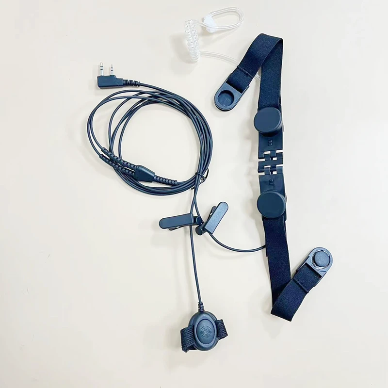 Heavy Duty Throat Mic Covert Acoustic Tube with Finger PTT Microphone Fits for 2 PIN Kenwood HYT Wouxun Puxing Quansheng radios