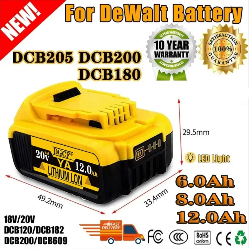 Сменный аккумулятор для электроинструмента DeWalt DCB184 DCB181 DCB182 DCB200 20 в 6 А 18