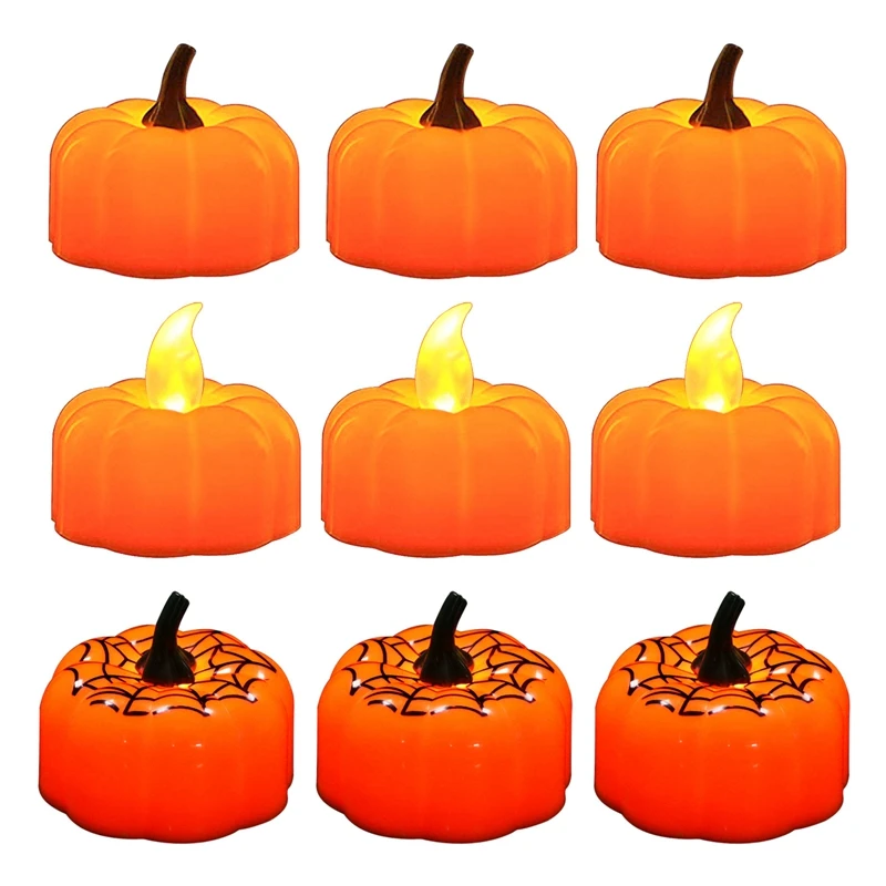 

12 Sets Halloween Decoration Party Atmosphere Layout LED Electronic Candle Light Simulation Luminous Pumpkin Lantern
