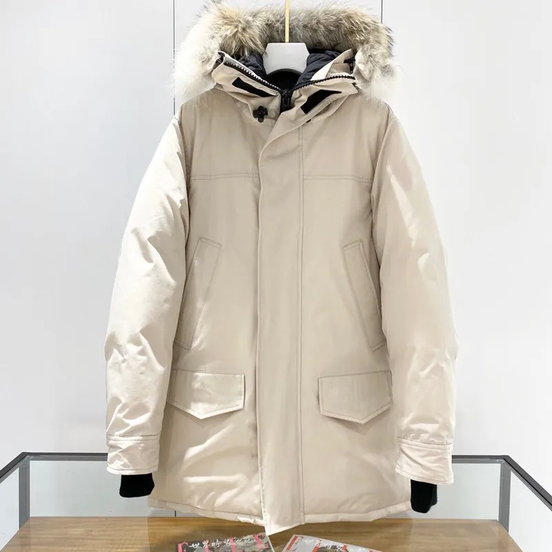 Winter Puffer Jacket for Men Big Wolf Fur Hooded Long Parka Fashion Thicken Warm Casual Outerwear Down Coats Women Clothing 2022