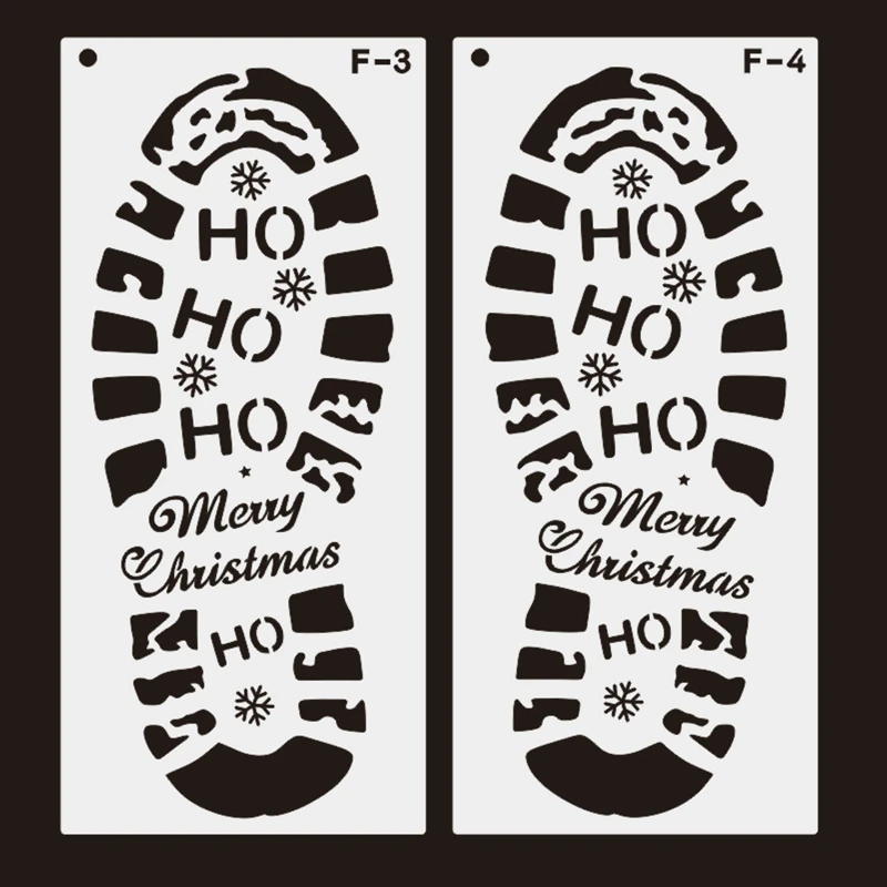 

Трафарет многоразовый Рождественский для рисования, сапог деда мороза, принт с Санта, следы и снежинки