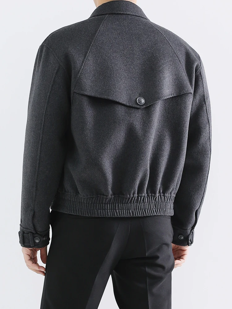 Cjhomme New South korea Men's Clothing Pu Shuai Patchwork Lapel Young Short Woolen Jacket Men