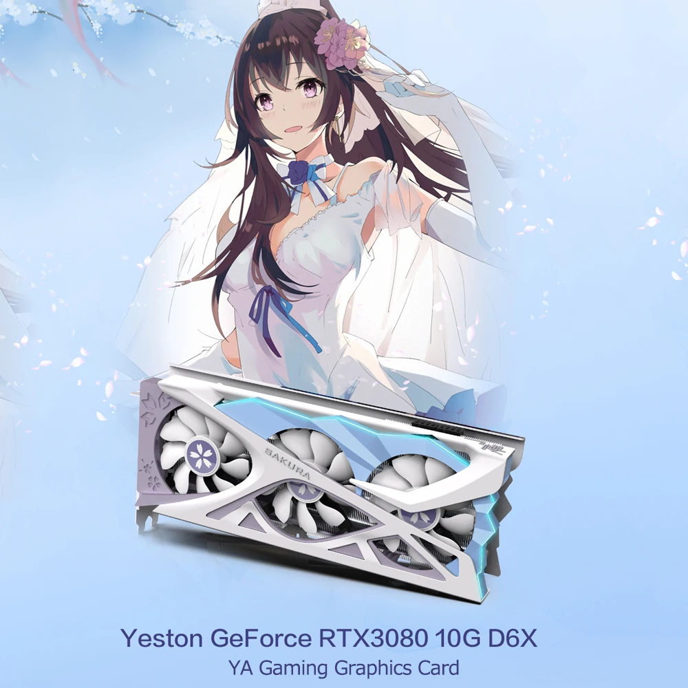 Игровая видеокарта Yeston RTX3080-10G D6X YA с памятью 10 Гб/320 бит/GDDR6X режим светильник
