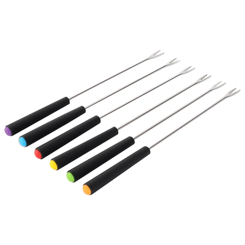 

6 Pcs Roasting Stick DIY Tools Party Toothpick Meat Sticks Candy Chocolate Cheese Fruit Fork Metal Stainless Steel Fondue Forks