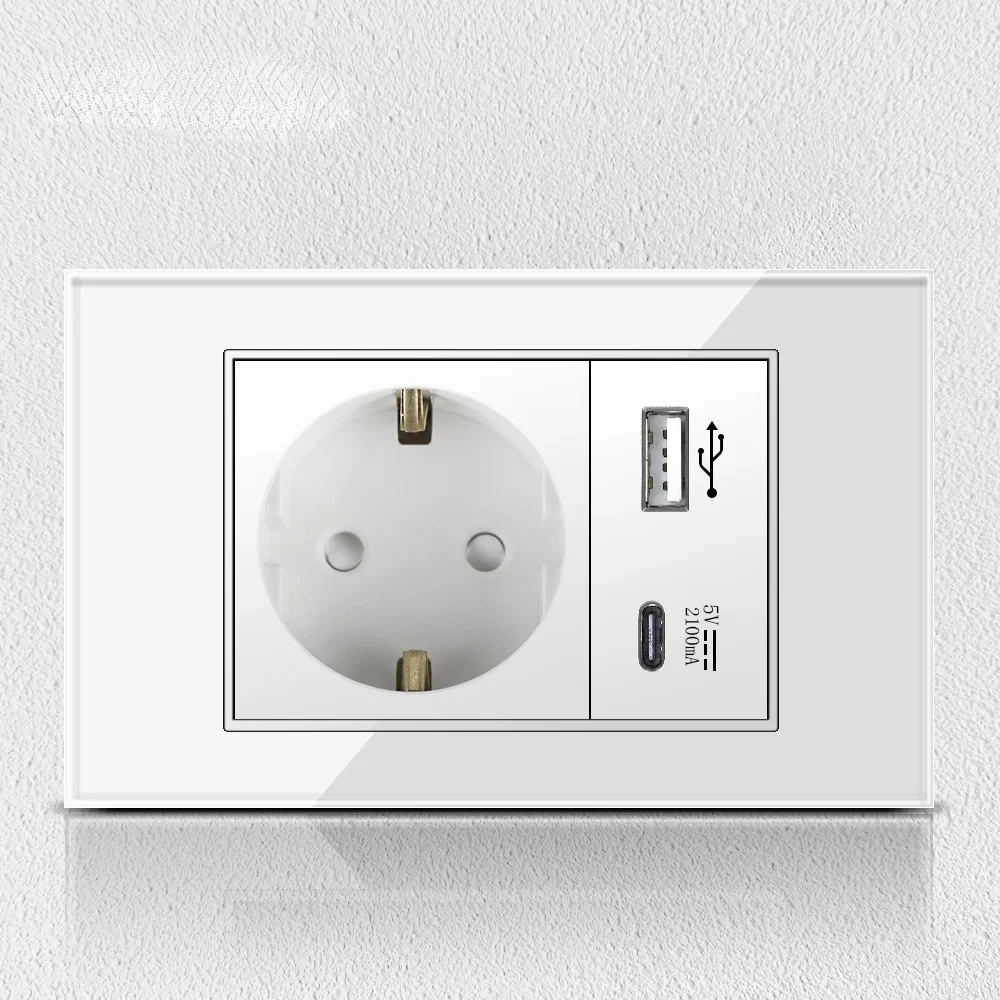 

Розетка Melery EU, тип USB C, Чили, Корея, настенная розетка, переключатель давления света, 81, белое закаленное стекло, Италия, стандарт, домашний офис