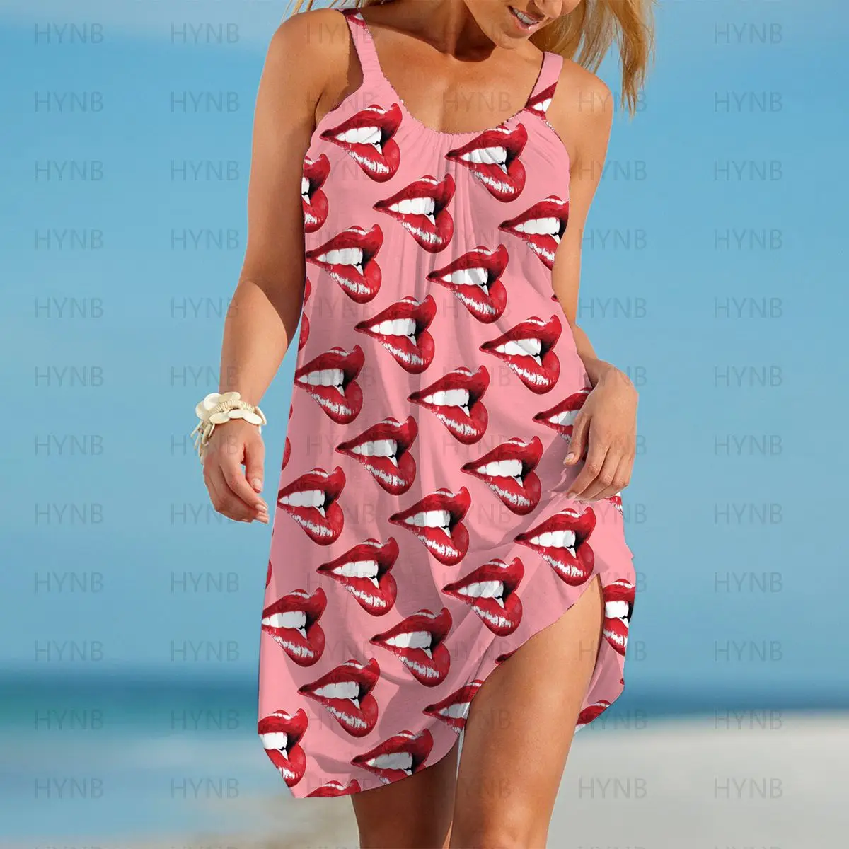 XOXO Sexy Dress Sling Chic Elegant Woman Sleeveless Boho Taste Me Party Dresses Red Lips Women's Free Shipping Sweet Beach Y2k images - 6
