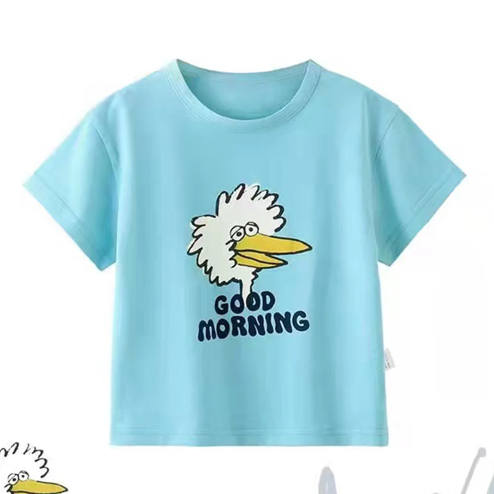 Футболка для маленьких девочек милые летние хлопковые топы с животным принтом