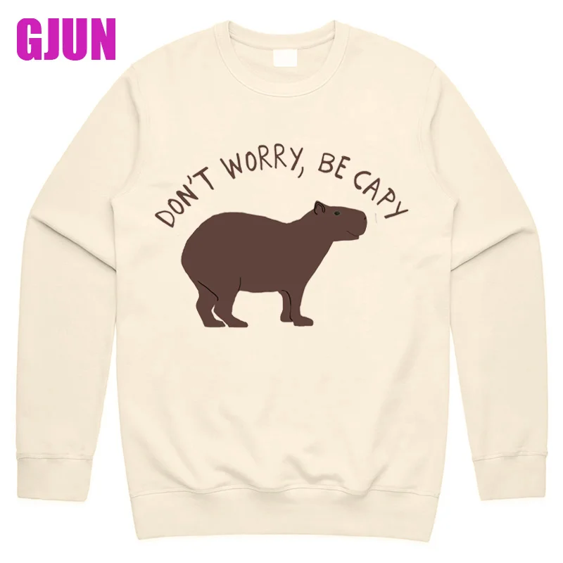 

Don't Worry Be Cappy Capybara Women Tops Hoodie Streetwear Long Sleeve Unisex Sweatshirts Gothic Y2k Autumn Female Pullovers