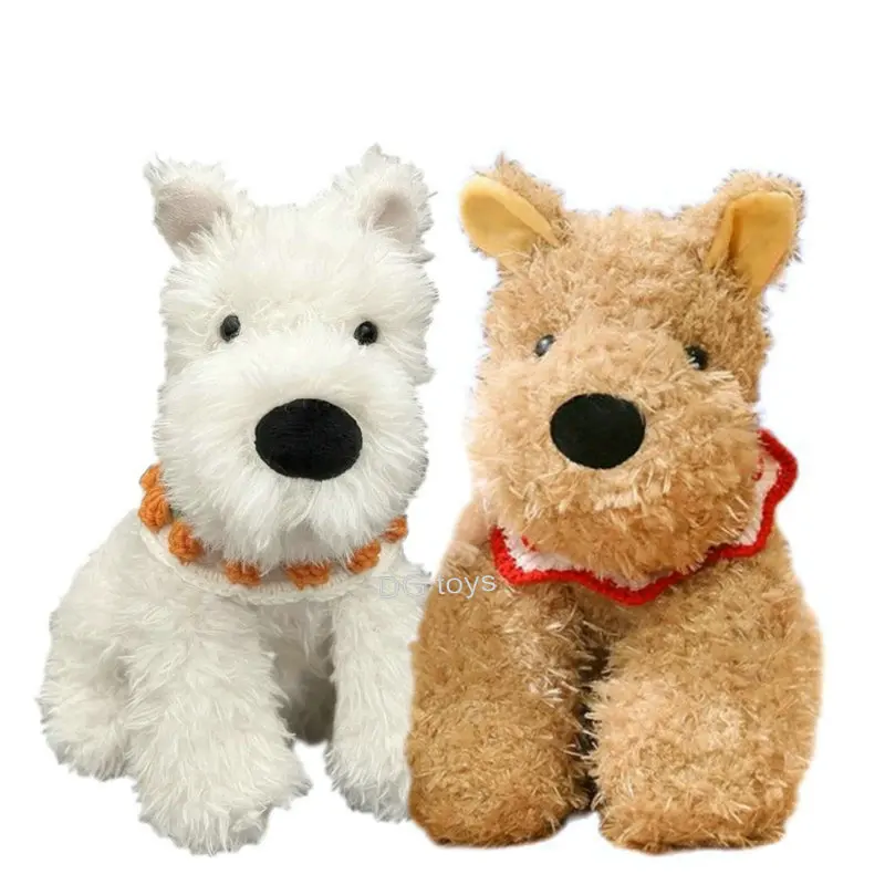 Adorable Fluffy Hair West Highland Dog White Terrier Plushie Soft Puppy Plush Toy Stuffed Lifelike Animals Baby Appease Doll