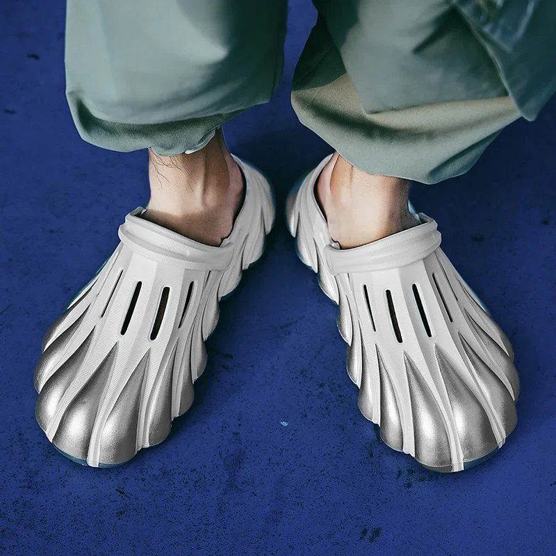 Шлепанцы мужские с закрытым носком забавные сандалии для сада клоги кот тигр