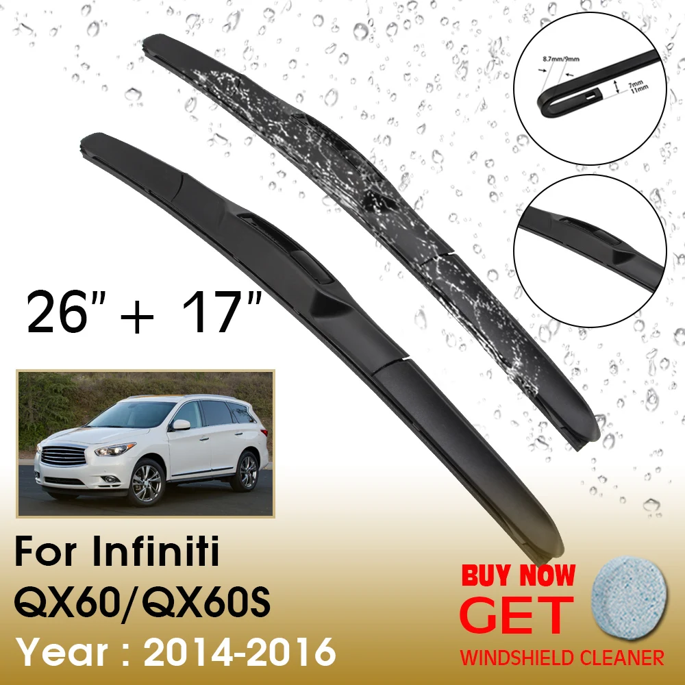 

Car Wiper Blade For Infiniti QX60/QX60S 26"+17" 2014-2016 Front Window Washer Windscreen Windshield Wipers Blades Accessories