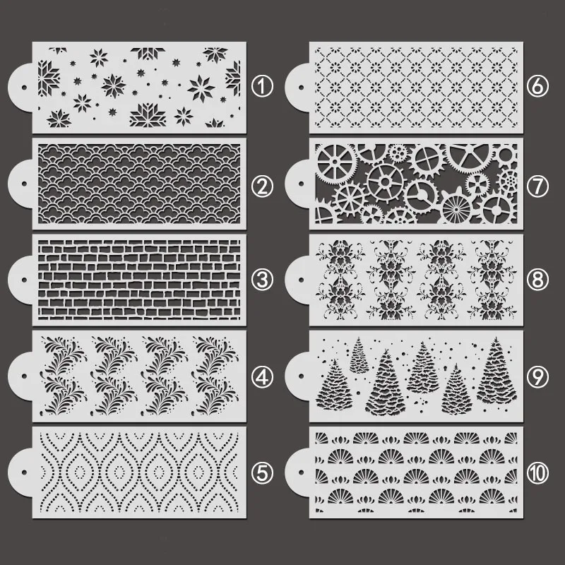 

10 шт. трафарет для торта, цветок, листья, дерево, узор, свадебный торт, украшение, кружево, помадка, трафареты для торта, шаблон, форма для рисо...