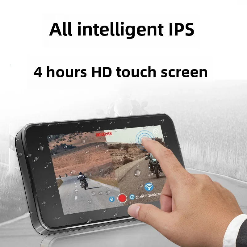 4-дюймовый сенсорный экран 1080p мотоциклетный видеорегистратор водонепроницаемый