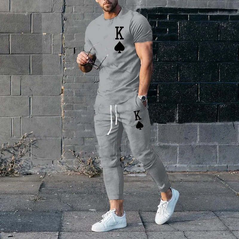 Summer New Men Tracksuits Fashion 3D printed Short Sleeve T Shirt Long Pants 2 Piece Sets Casual Trend Oversized Clothing