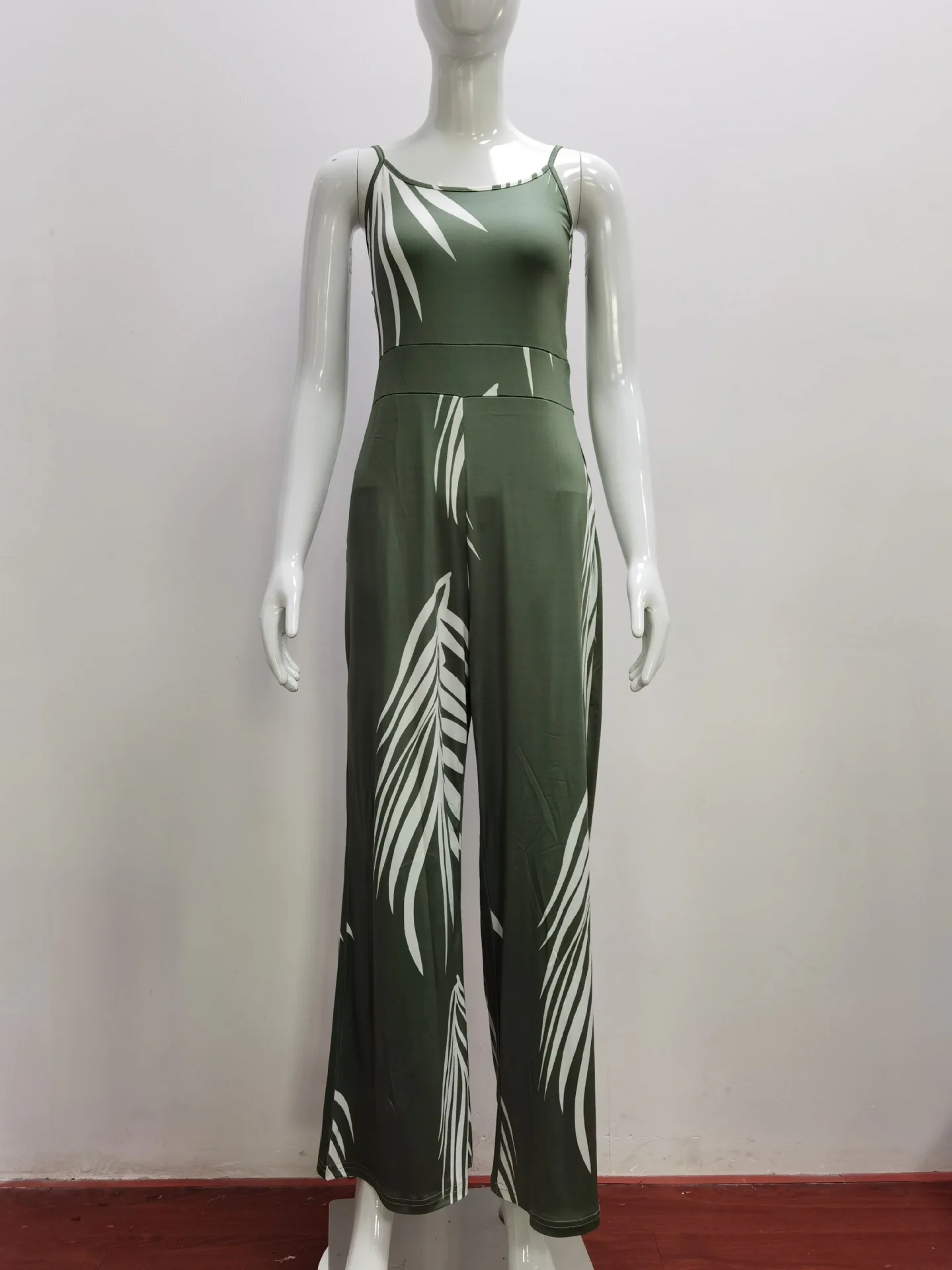 Women's Spring 2023 New Cross border European and American Leisure Fashion Long sling Sleeveless Loose jumpsuit