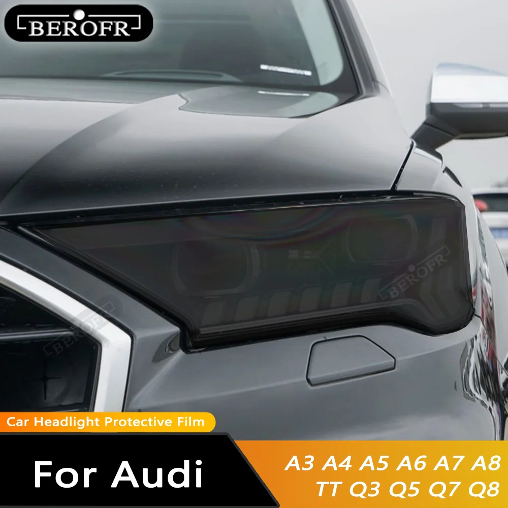 

Дымчатая Черная защитная пленка из ТПУ для автомобильных фар Audi Q3 Q5 Q7 Q8 RSQ8 A3 8V S3 A4 B8 B9 A5 A6 S6 C8 A7 A8 D4 TT TTS