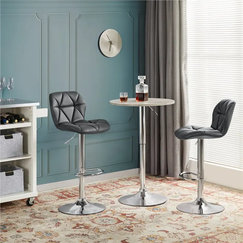 

Adjustable Faux Leather Swivel Stool Armless, 2pcs, Gray
