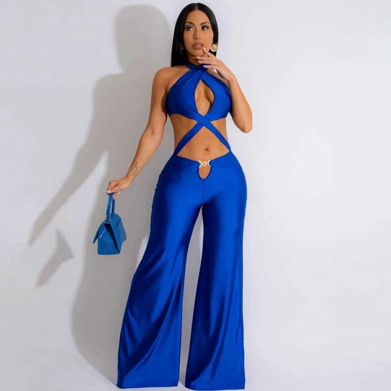 

2023 Spring Summer Sexy Women Rompers Jumpsuit Solid Color Sleeveless Bodysuit Long Rompers Streetwear Overalls Jumpsuit