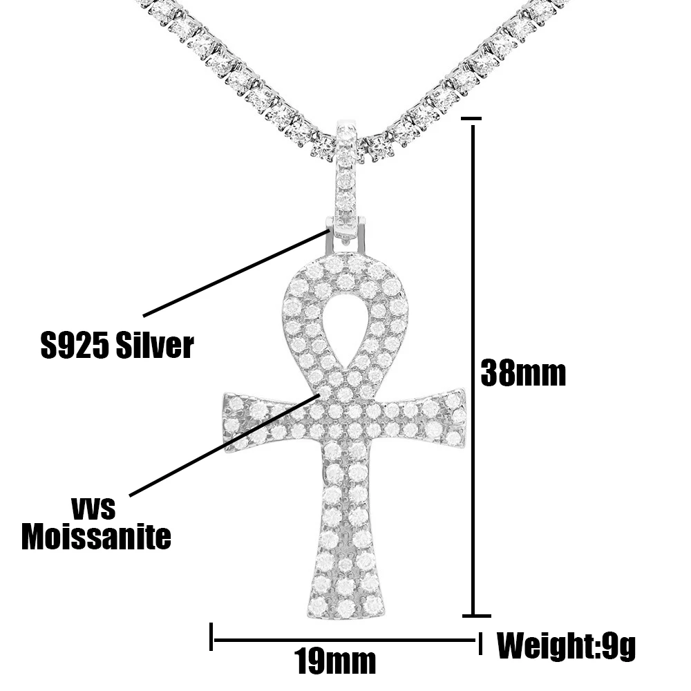 High-Quality Moissanite Cross Pendants Necklaces S925 Silver Real Diamond Necklaces For Women Men Jewelry Pass Diamond Tester