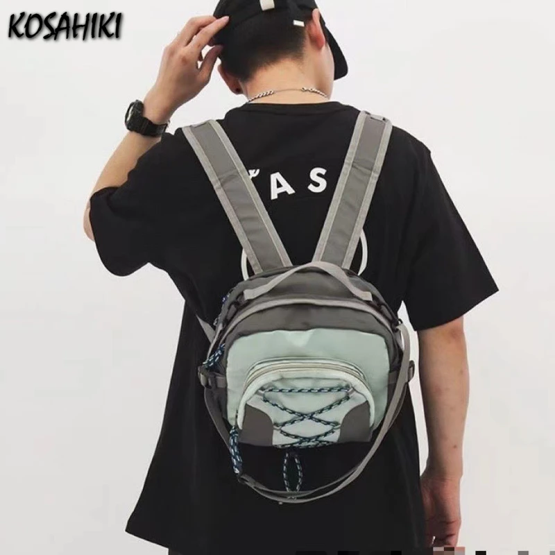 Винтажный рюкзак в стиле преппи контрастных цветов Y2k уличные повседневные