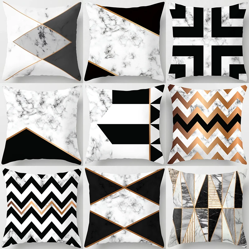 

Gold Marble Geometric Sofa Decorative Cushion Cover Pillow case Polyester 45*45 Throw Pillow Home Decor Bed Pillowcover 40507P