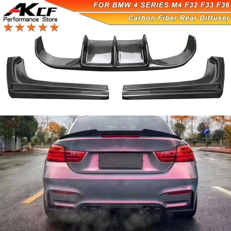 

Carbon Fiber V Style Rear Diffuser For BMW 4 Series M4 F32 F33 F36 Upgrade Rear Bumper M4 F32 Splitter Lip Diffuser Cover Trim