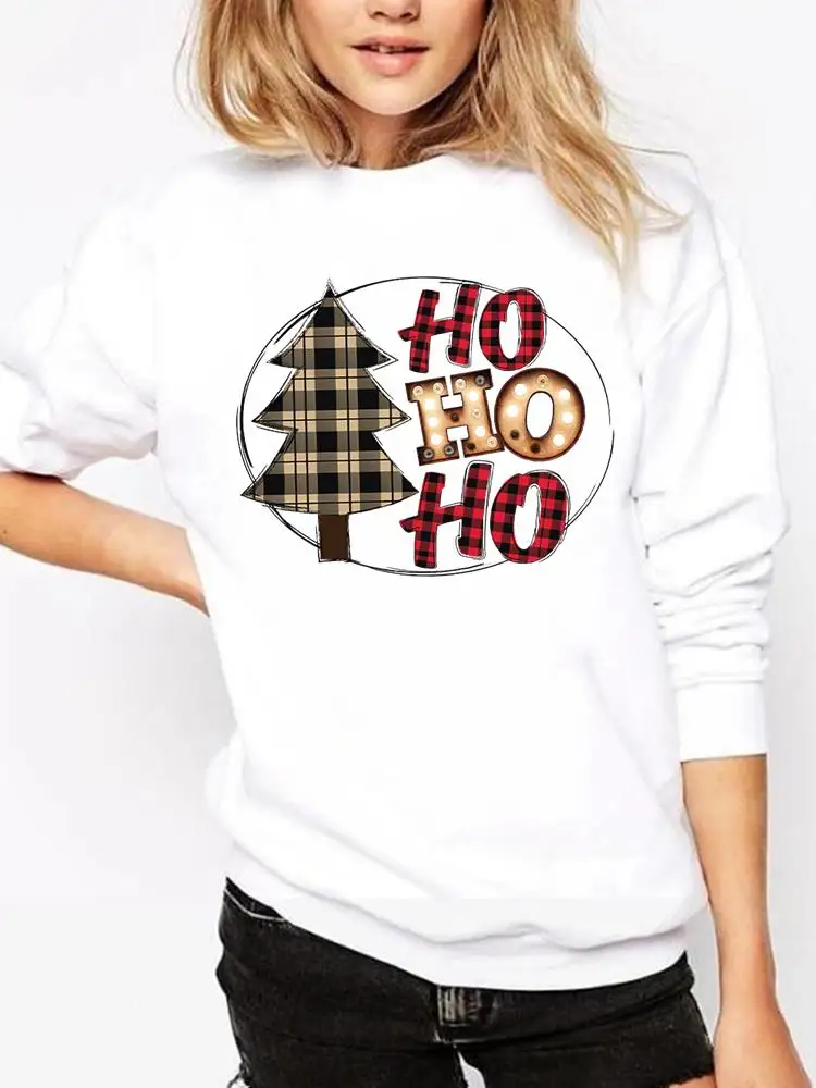 

Merry Christmas Holiday Fashion Pullovers Print Happy Time Festival Tree Clothing Casual Female Women Graphic Sweatshirts