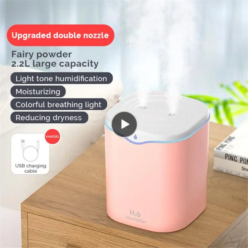 

2.2L Double Spray Air Humidifier Aromatherapy USB Essential Oil Diffuser Ultrasonic Mini Mist Maker Colorful LED Romantic Light
