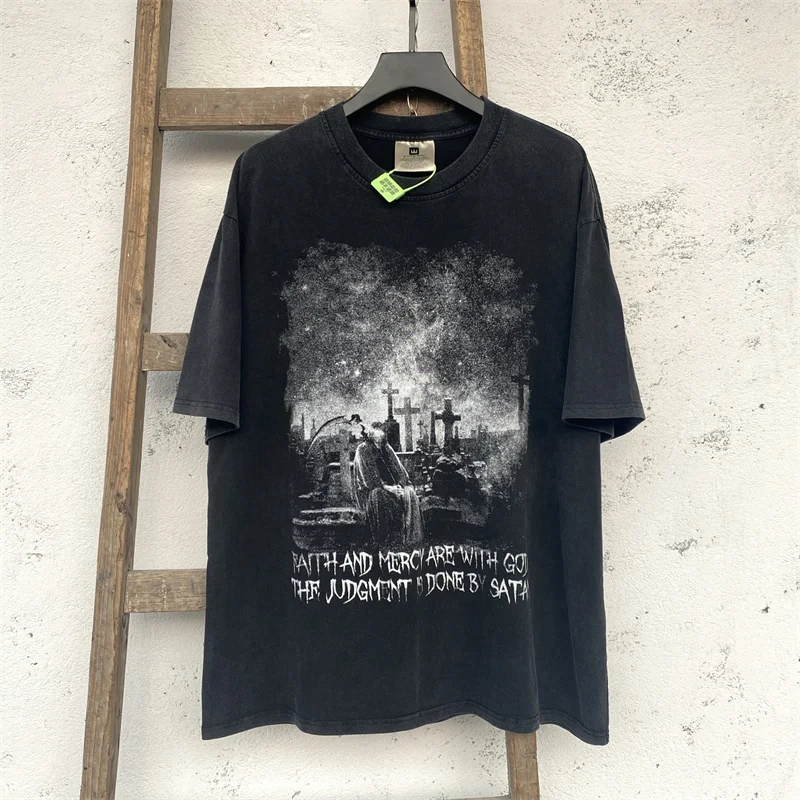 

Винтажная футболка с изображением Иисуса для мужчин и женщин, высококачественные Промытые футболки, топы большого размера, футболка, одежда Y2k, уличная одежда