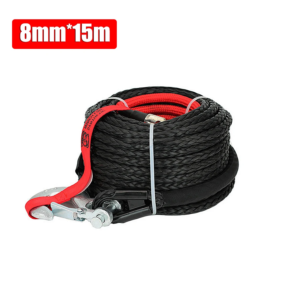 8mm*15m Synthetic Winch Rope Tow Car 4x4 Accessories Off Road Trailer Strap Breaking Strength Max 20500LBS For ATV SUV Vehicle 1