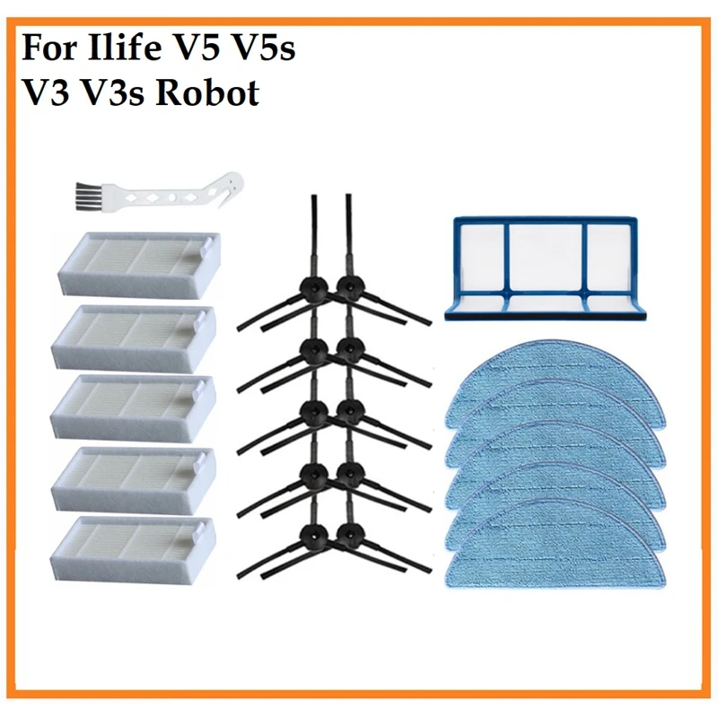 

1Set Robot Vacuum Cleaner Parts Robot Accessories Mop Dust Filter Side Brush Efficient Hepa Filter For Ilife V5 V5S V3 V3S
